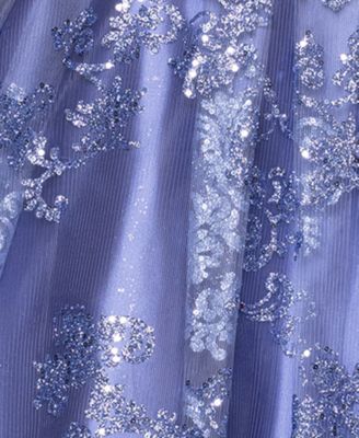 Juniors' Glittered Strapless Corset Gown