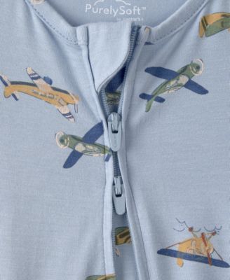 Baby Boys' Plane Print 2-Way Zip Sleep and Play Pajama
