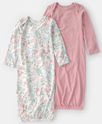 Baby Girls' Butterfly Garden Print Round Neck Sleeper Gowns, 2-Pack