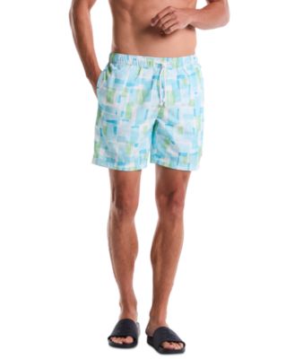 Men's Retro Geo-Print Slim-Fit Swim Shorts