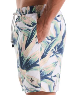 Men's Volley Succulent Print Elastic Waist Swim Trunk