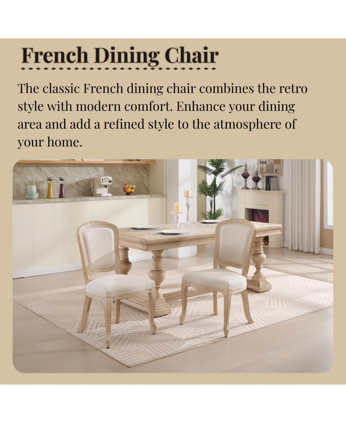 Streamdale Furniture Streamdale French Country Upholstered Dining Chairs, Set of 2
