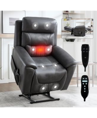 Power Lift Recliner, 350 LBS, Massage & Heat, Grey