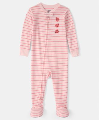 Baby Girls' Ladybug Striped Snug-Fit One-Piece Pajama