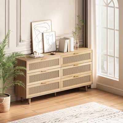 Rattan Storage Cabinet with 6 Drawers