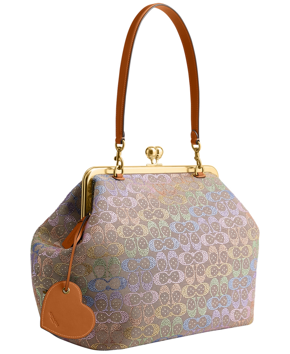 Coach Crystal Signature Jacquard Kisslock Frame Medium Shoulder Bag