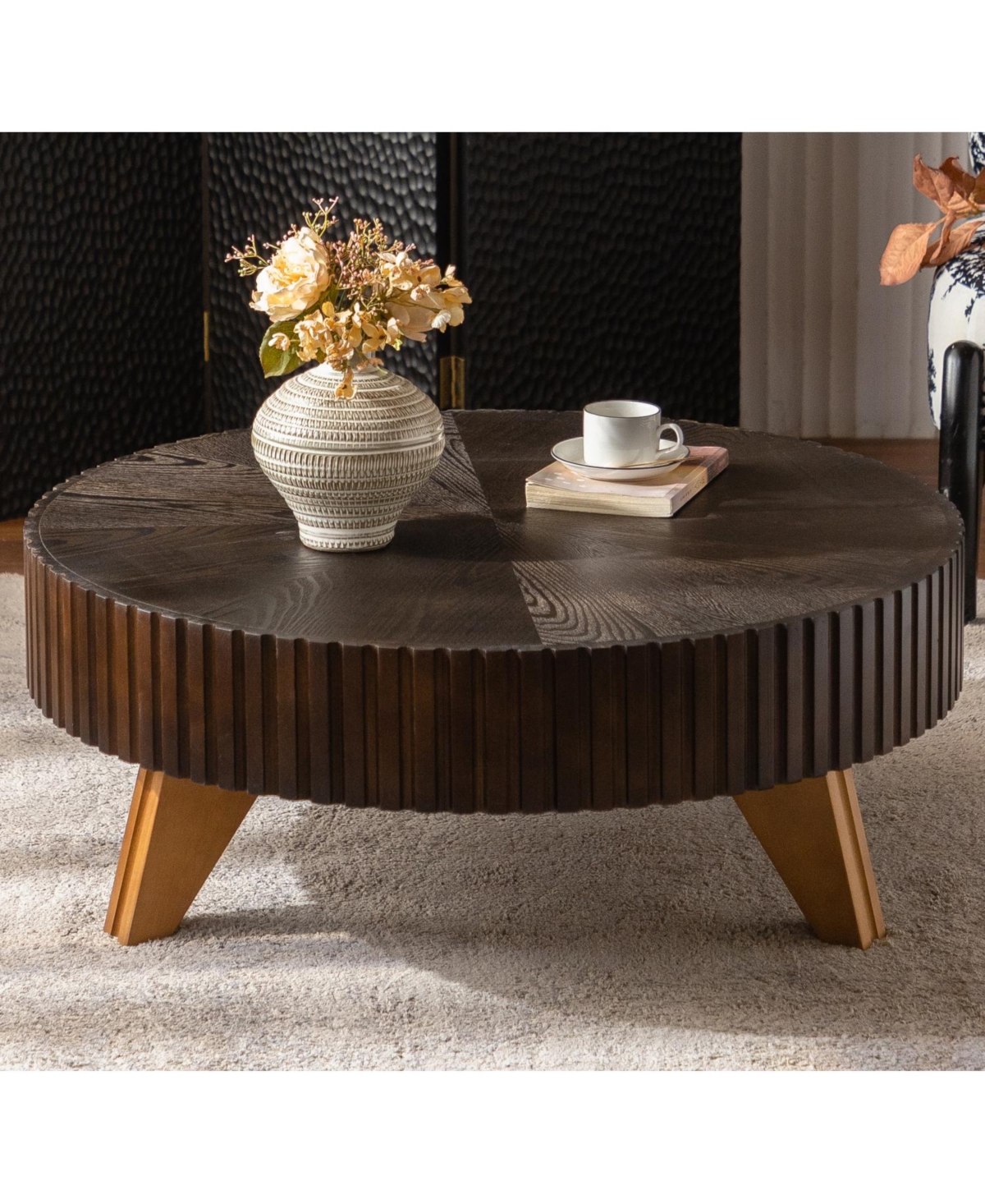 Streamdale Furniture 35.4 "Round Retro Coffee Table, Coffee Table Suitable For Coffee and Home Decor