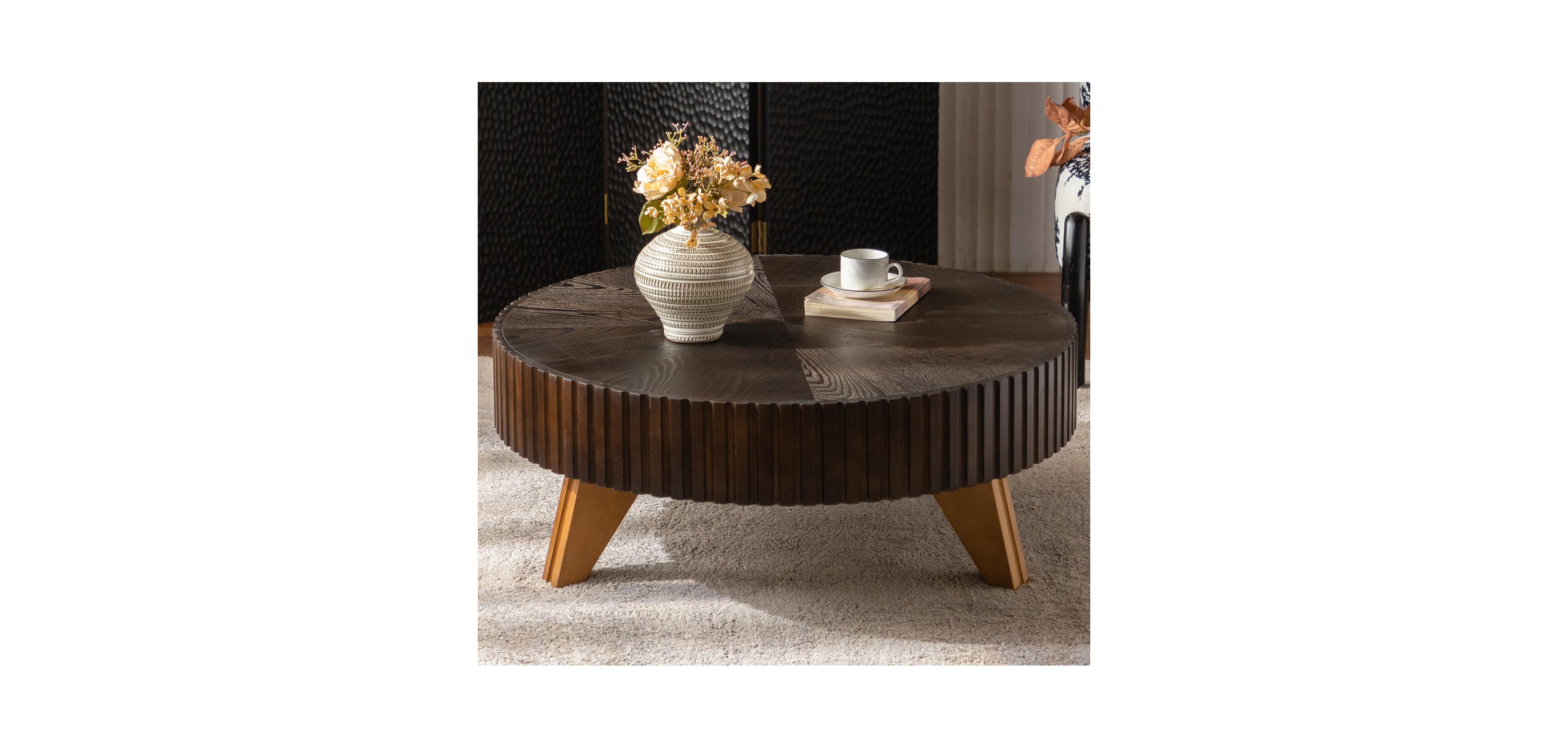 Streamdale Furniture 35.4 "Round Retro Coffee Table, Coffee Table Suitable For Coffee and Home Decor