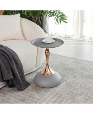 Streamdale Modern Round Coffee Table, Metal Pedestal Table for Small Spaces