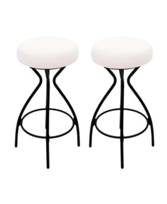 Backless Bar Stools Set of 2 - Black & Cream