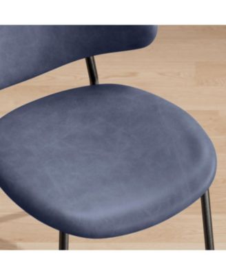 Blue PU Leather Dining Chairs - Set of 4