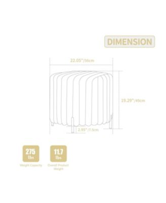 Upholstered Round Ottoman with Metal Legs - Beige