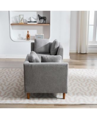 Modern Chenille Chaise Lounge Sleeper Sofa with Throw Pillows