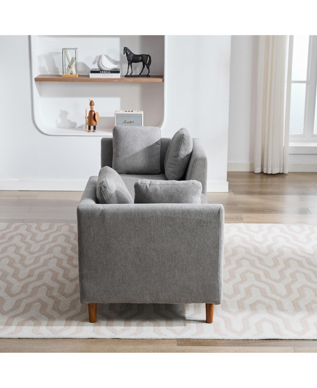 Streamdale Furniture Modern Chenille Chaise Lounge Sleeper Sofa with Throw Pillows