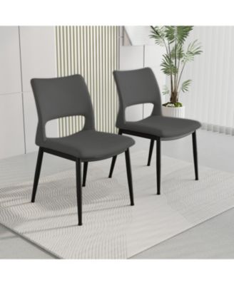 Grey PU Leather Dining Chairs (Set of 2)