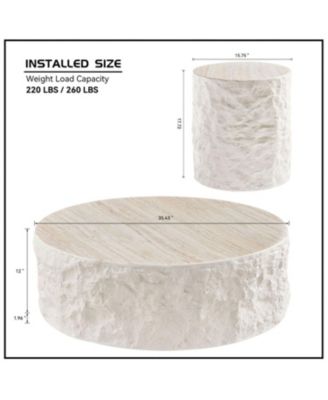  35" Fiberglass Round Coffee Table - Vintage Style, Modern Design