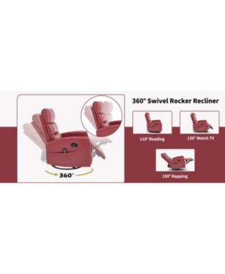Red Fabric Heat Massage Rocker Recliner