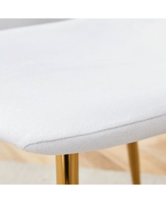 White PU Dining Chairs (Set of 4) - Golden Metal Legs