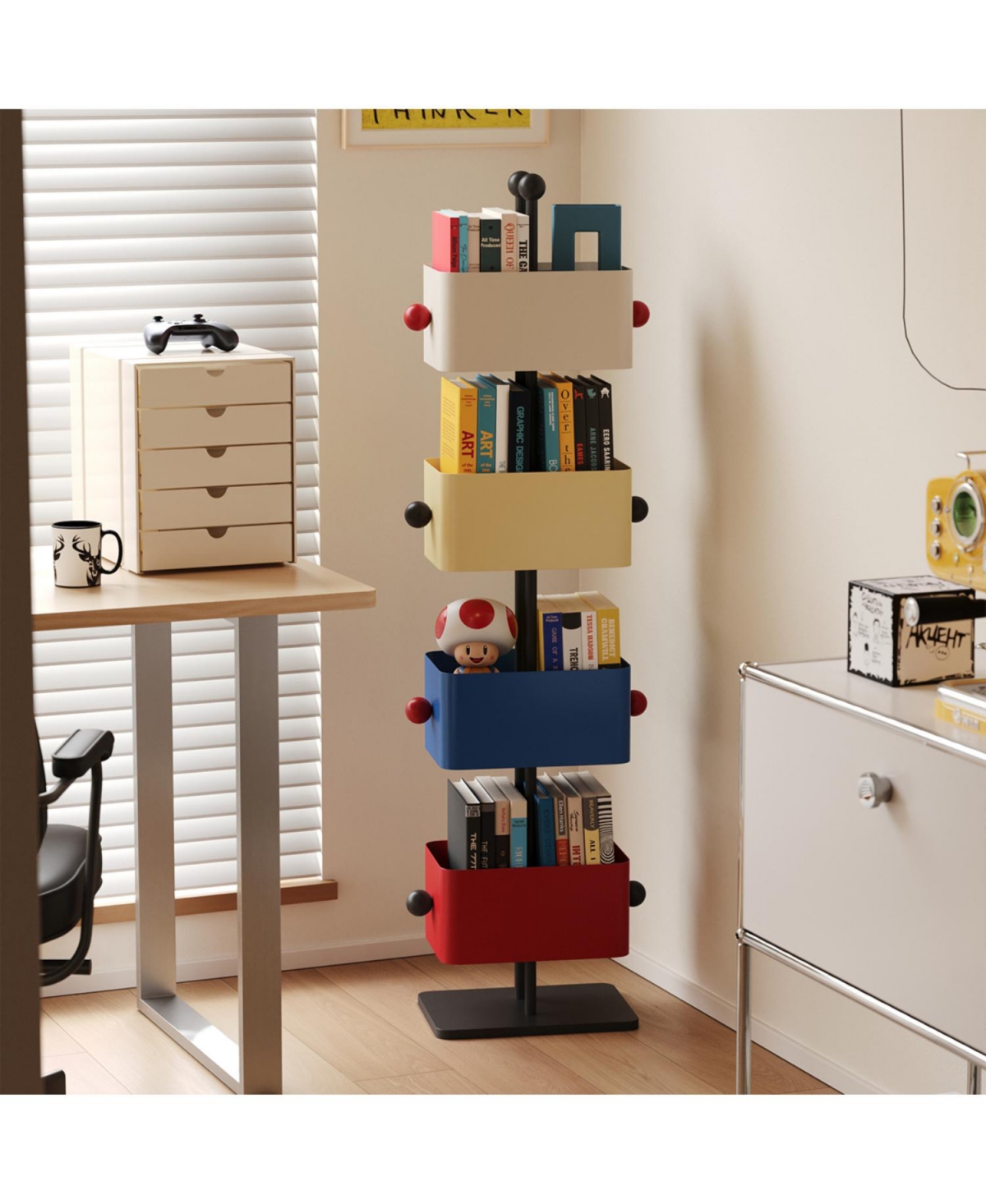 Streamdale Furniture Colored Iron Bedside Shelf/Side Table/Magazine Rack