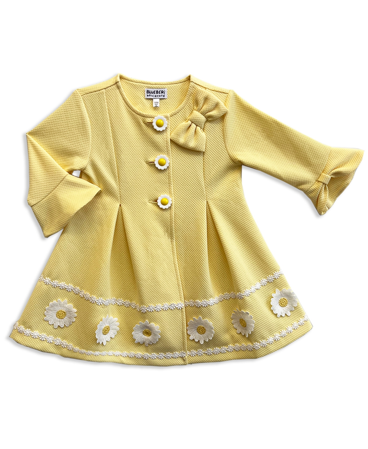 Blueberi Boulevard Baby Girls' Daisy Embroidered Swing Coat and Dress, 2-Piece Set