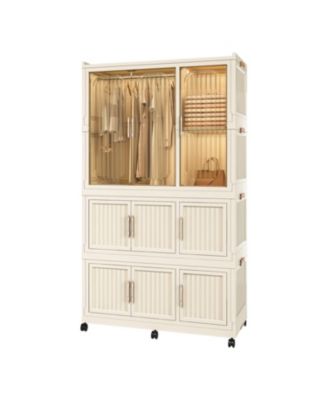 Portable Wardrobe Closet Organizer - 9 Cubes & Rod White