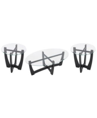 Streamdale 48" Oval Glass Coffee Table - Black Round Center Table