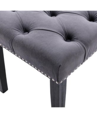 Tufted Velvet Bench Ottoman - Dark Gray