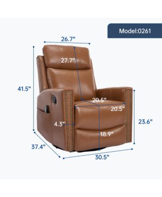 Leather Heat Massage Rocker Swivel Recliner