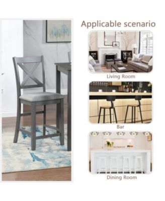 Counter Height Chairs Set of 4, Padded Seat, Gray