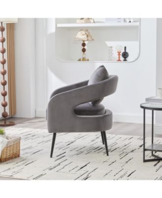 Velvet Open Back Accent Chair, Metal Legs