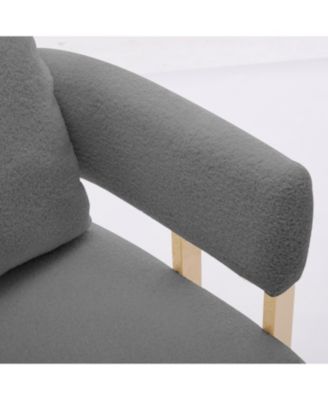 TS Modern Grey Fleece Accent Chairs Legs 2PCS