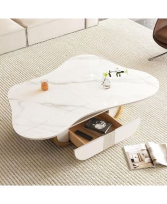 Streamdale Butterfly Coffee Table - Sintered Stone Top, Storage & Drawer