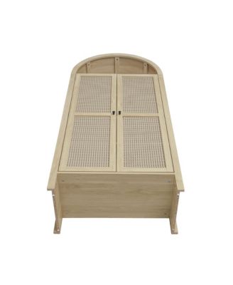 Arched Kitchen Pantry Cabinet with Rattan Door & Adjustable Shelves