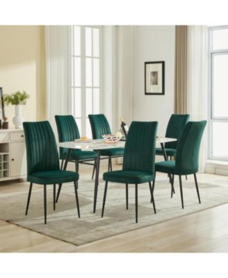 Streamdale Green Velvet Dining Chairs, Adjustable Feet, Set of 2