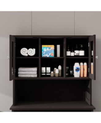 2-Compartment Tilt-Out Laundry Basket Cabinet with Shelves