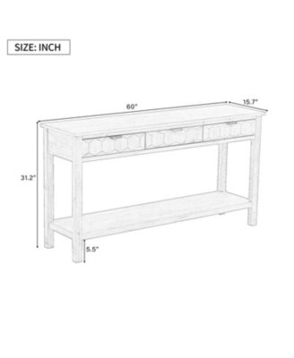 Fir Veneer Modern Stylish Console Table with Honeycomb Design,Suitable for Study,Entryway, Hallway, Living Room, Foyer
