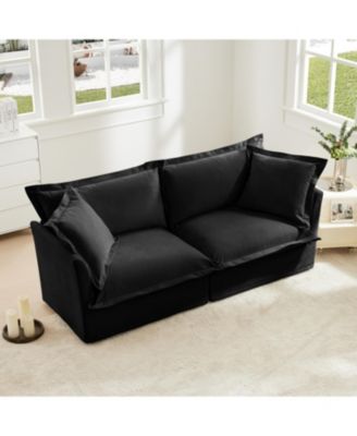 Slipcovered 2-Seat Chenille Sofa Detachable Cover