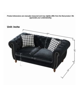 Chesterfield Velvet Sofa Set, Roll Arm, Nailhead Trim