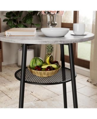 + 3-Piece Set + Wood/Metal + Round Bar Table with 2 Stools + Bar Table Set