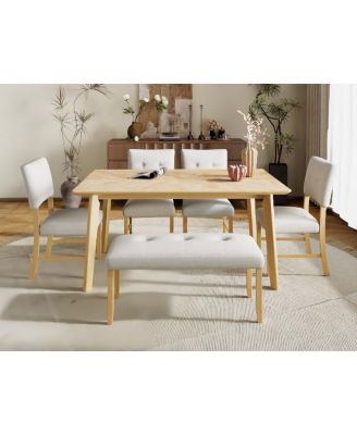 Retro Dining Table, Seats 6, Rubberwood Legs