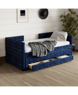 Streamdale Twin Upholstered Daybed with Trundle & 3 Drawers, Chenille