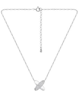 Pave Cubic Zirconia (3/4 ct. t.w.) X-Frontal Pendant Necklace, Macy's Exclusive