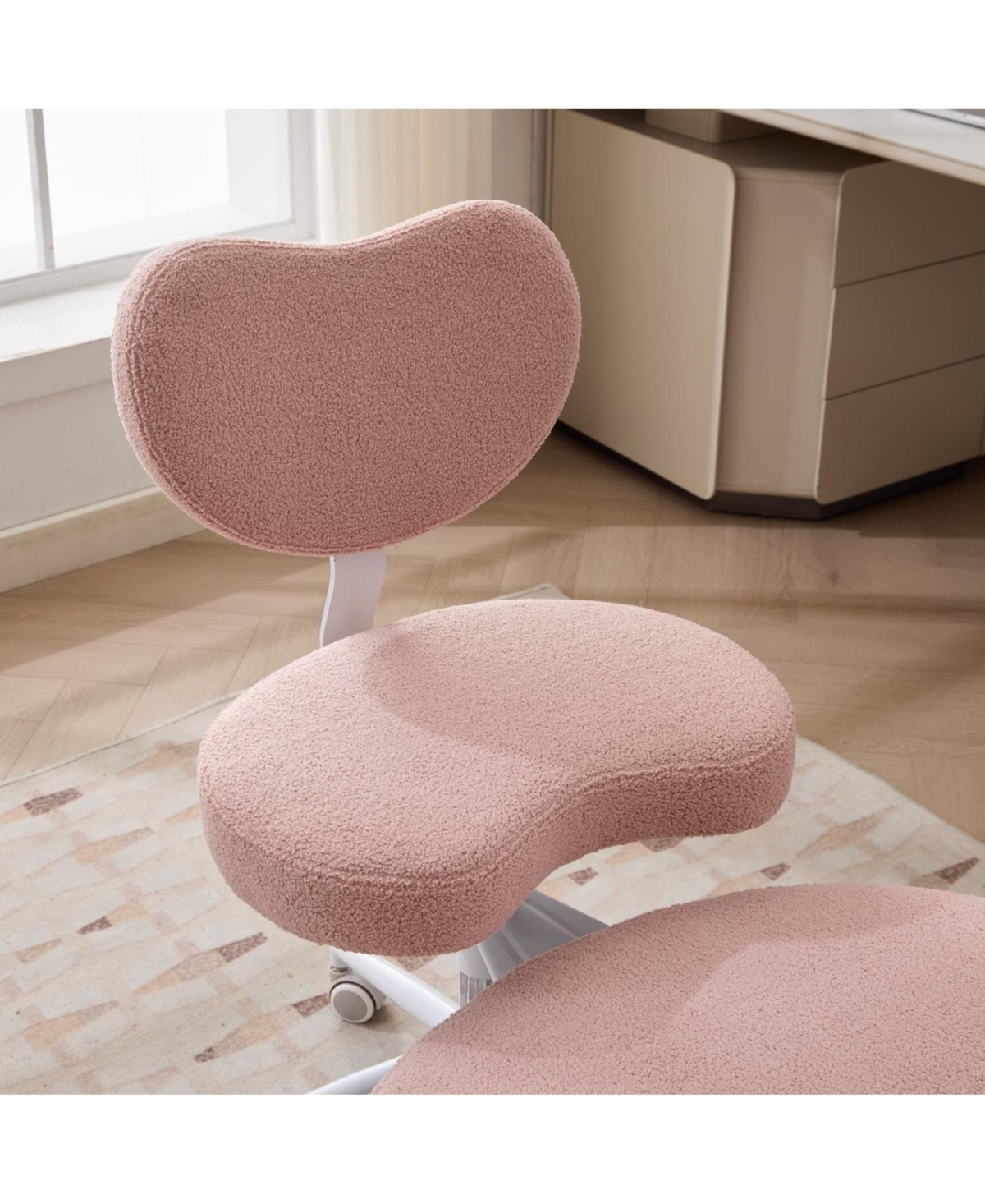 Streamdale Furniture Meditation Chair Plus - Cross Legged, Wheels, Lumbar Support, Pink