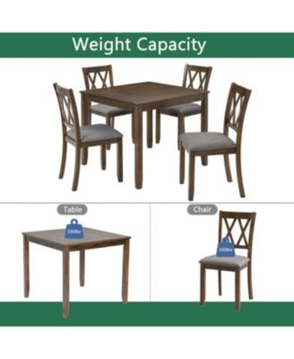 Elegant Walnut 5-Piece Dining Table Set