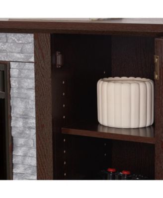 70" TV Stand with Fireplace & Storage - Cherry