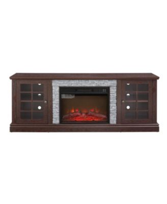70" TV Stand with Fireplace & Storage - Cherry