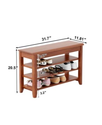 Solid Wood Shoe Rack Bench - 550lb Capacity