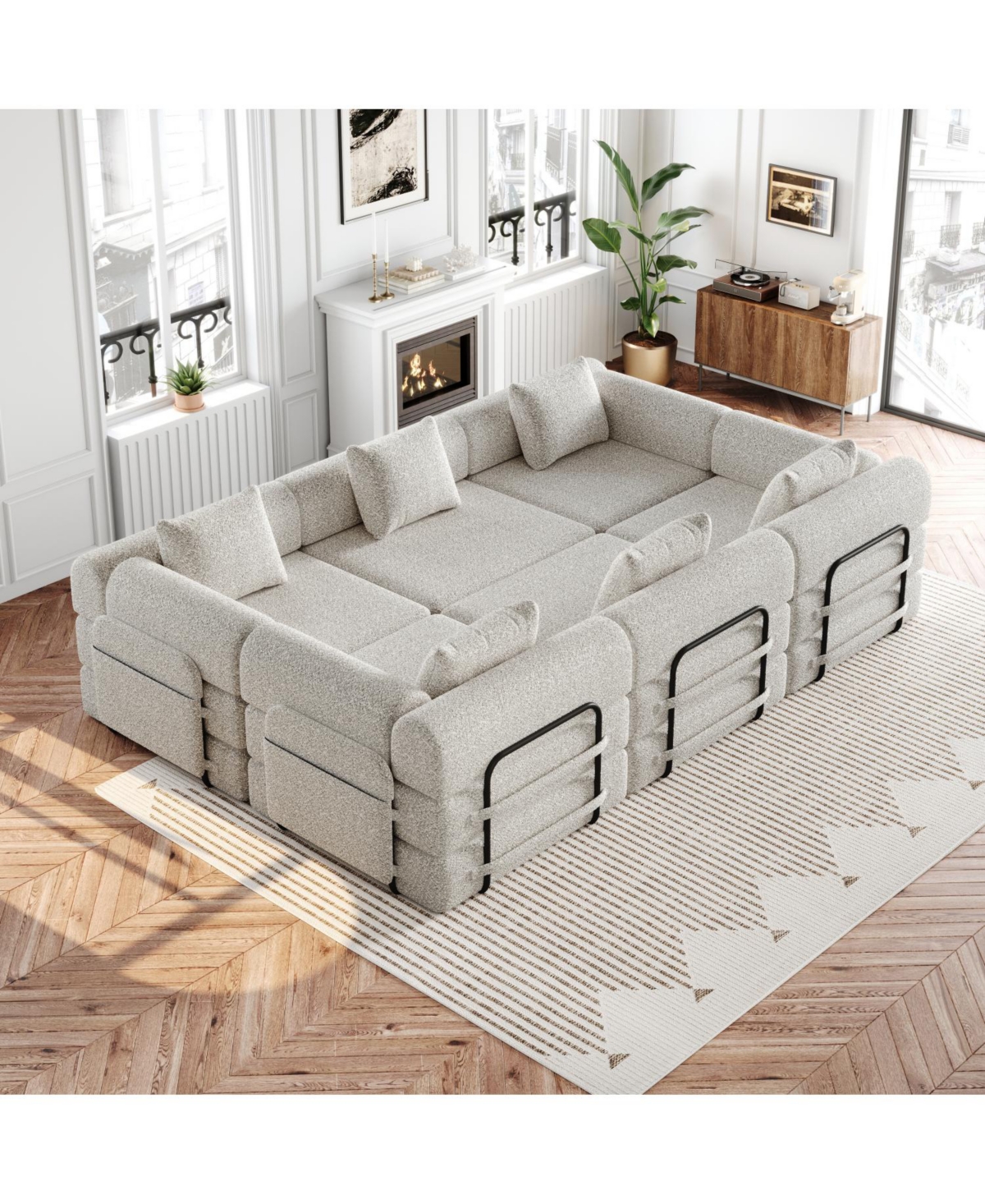 Streamdale Furniture Streamdale Chenille 6-Seater Convertible Sofa Bed with Storage