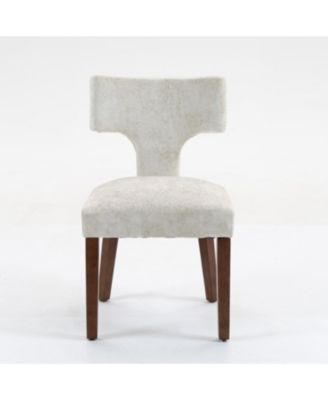 Mid Century Modern Dining Chairs Set of 2 Beige Linen