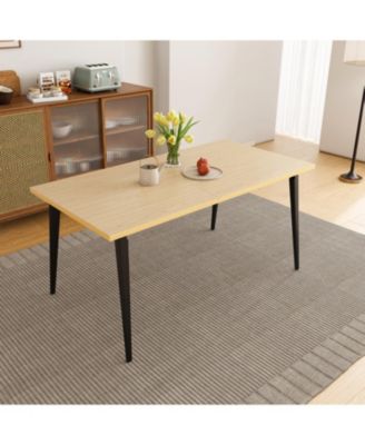 Modern Dining Table with Wooden Top & Iron Legs (Seats 6-8)